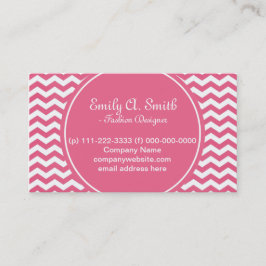 trendy, mooi wit en roze chevron visitekaartje