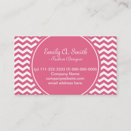 trendy, mooi wit en roze chevron visitekaartje (Voorkant)