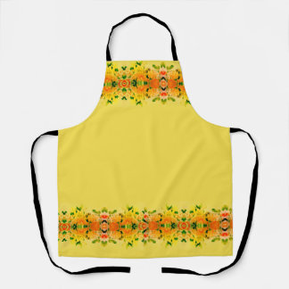Trendy mooie geel met oranje bloemendecor modern schort