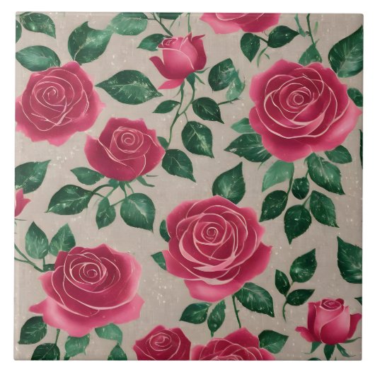 Trendy Mooie Linnen Rozen Collectie Tegeltje (Voorkant)