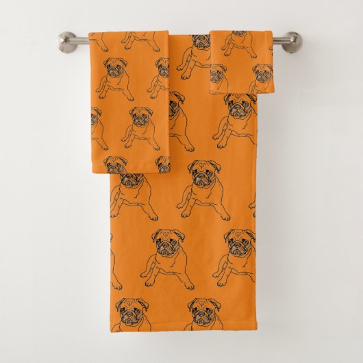 Trendy Mooie Pugs Hond Handdoek Set (Insitu)