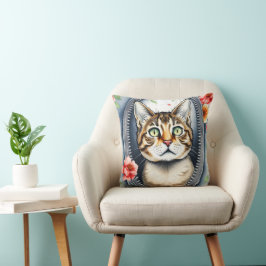 Trendy Mooie Schattigee Waterverf Kat Collectie Kussen