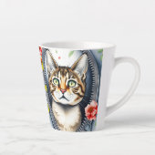 Trendy Mooie Schattigee Waterverf Kat Collectie Latte Mok (Rechts)