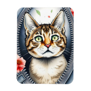 Trendy Mooie Schattigee Waterverf Kat Collectie Magneet