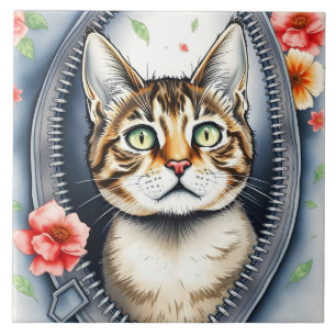 Trendy Mooie Schattigee Waterverf Kat Collectie Tegeltje