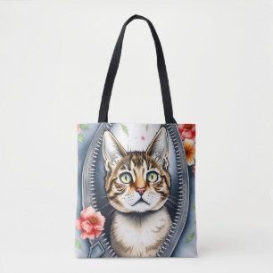 Trendy Mooie Schattigee Waterverf Kat Collectie Tote Bag