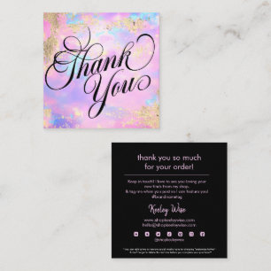 Trendy Mordern Pink Opal & Gold Hartelijk dank Vierkante Visitekaartje