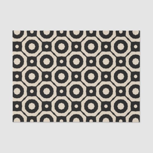 Trendy Mosaic Black & Beige Geometric Pattern Tissuepapier (Voorkant)