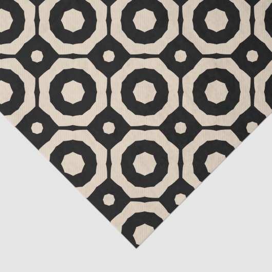 Trendy Mosaic Black & Beige Geometric Pattern Tissuepapier (Detail)