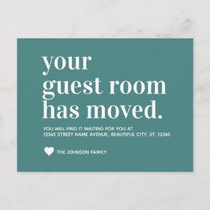 Trendy Moss Green Guest Room Moving Announement Aankondigingskaart
