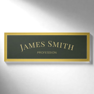Trendy Moss Green Luxury Gold: Modern Professional Naambadge