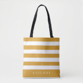 Trendy Mosterd Gele Streep Patroon Tote Bag (Voorkant)