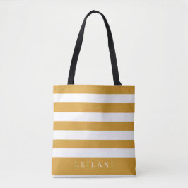 Trendy Mosterd Gele Streep Patroon Tote Bag