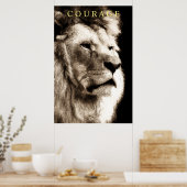 Trendy Motivatie Courage Lion Sepia Brown Poster (Keuken)