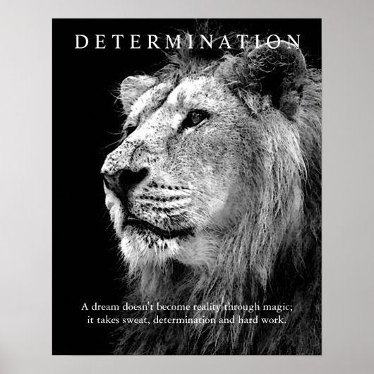 Trendy Motivatie Determination Lion Artwork Poster (Voorkant)