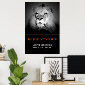 Trendy Motivatie geloof in jezelf Lion Poster (Thuiskantoor)