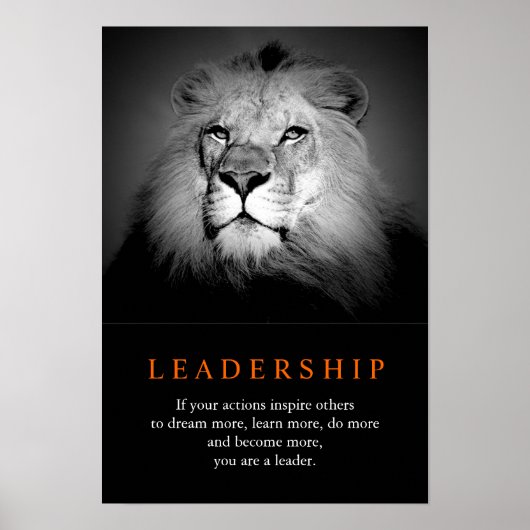 Trendy Motivatie Leadership Lion Poster (Voorkant)