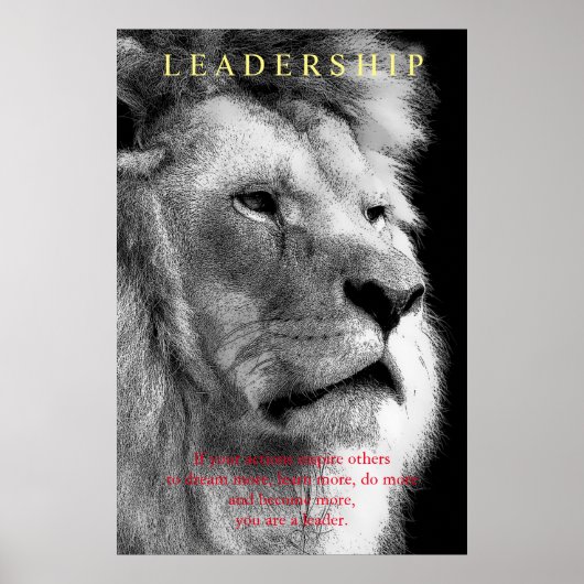 Trendy Motivatie Leadership Lion Poster (Voorkant)