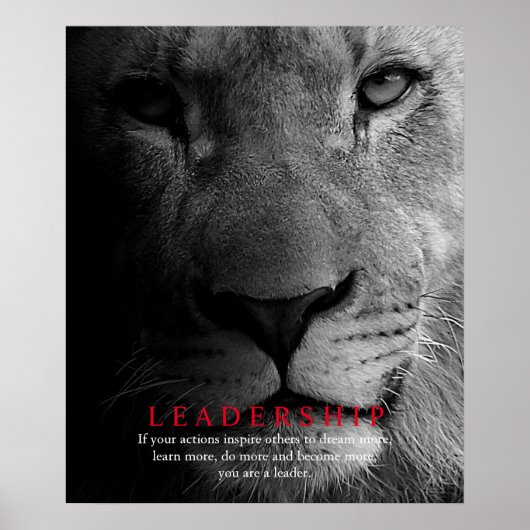 Trendy Motivatie Leadership Lion Poster (Voorkant)