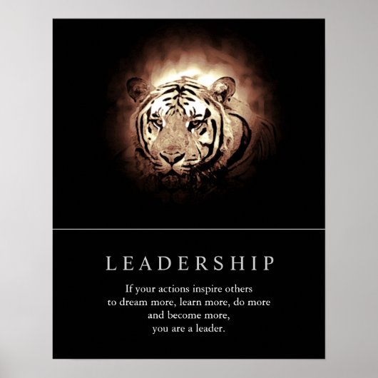 Trendy Motivatie Leadership Tiger Poster (Voorkant)