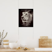 Trendy Motivatie Leiderschap Leeuw Bruin Poster (Keuken)
