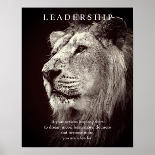 Trendy Motivatie Leiderschap Leeuw Bruin Poster