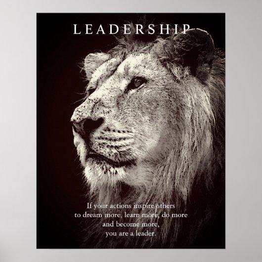 Trendy Motivatie Leiderschap Leeuw Bruin Poster (Voorkant)