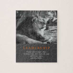 Trendy Motivatie leiderschap Lion Black & White Legpuzzel