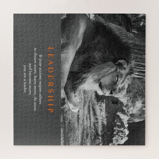 Trendy Motivatie leiderschap Lion Black & White Legpuzzel (Horizontaal)