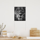 Trendy Motivatie leiderschap Lion Black & White Poster (Keuken)