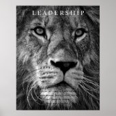 Trendy Motivatie leiderschap Lion Black & White Poster (Voorkant)