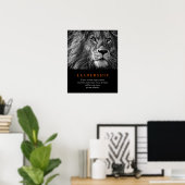 Trendy Motivatie leiderschap Lion Black & White Poster (Thuiskantoor)