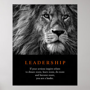 Trendy Motivatie leiderschap Lion Black & White Poster