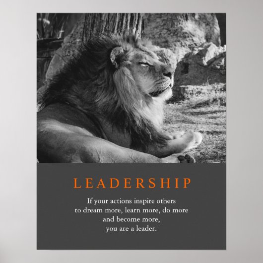 Trendy Motivatie leiderschap Lion Black & White Poster (Voorkant)