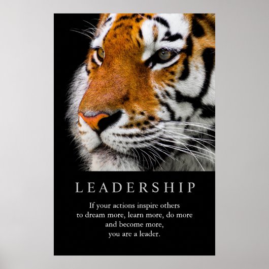 Trendy Motivatie leiderschap Tiger Eyes Poster (Voorkant)
