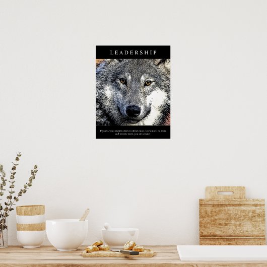 Trendy Motivatie leiderschap Wolf Eyes Poster (Keuken)
