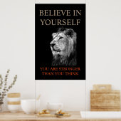 Trendy Motivatie Lion Geloof in jezelf Poster (Keuken)