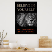 Trendy Motivatie Lion Geloof in jezelf Poster (Keuken)