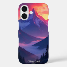 Trendy Mountain Sunset | Schilderachtig landschap iPhone 16 Hoesje