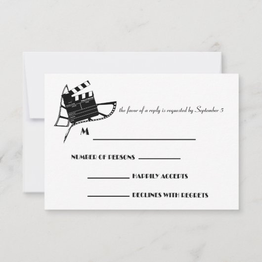 Trendy Movie Thed Wedding Response Card RSVP Kaartje (Achterkant)
