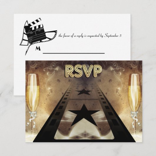 Trendy Movie Thed Wedding Response Card RSVP Kaartje (Voorkant / Achterkant)