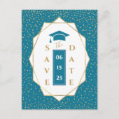 Trendy Mozaïek Blauw Geometrisch Afstudeerfeest Aankondigingskaart (Voorkant)