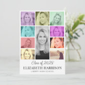 Trendy multi-color fotocollage Afstuderen Aankondiging (Staand voorkant)