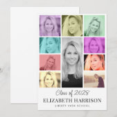 Trendy multi-color fotocollage Afstuderen Aankondiging (Voorkant / Achterkant)