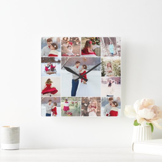 Trendy Multi Photo Collage Wall klok (Huis)