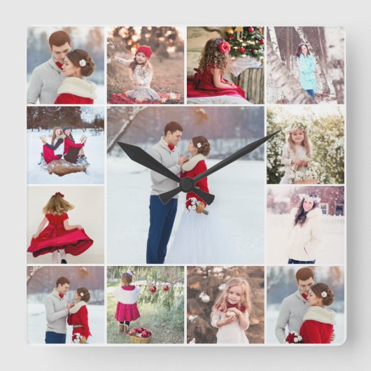Trendy Multi Photo Collage Wall klok (Voorkant)
