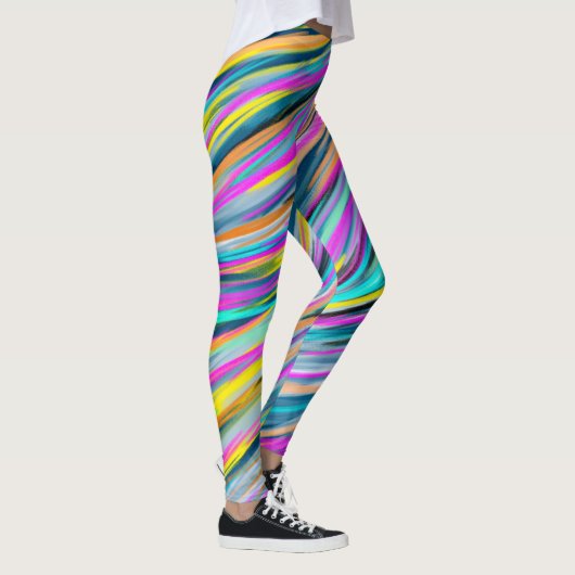 Trendy Multicolor Neon Psychedelic Abstract Design Leggings (Rechts)