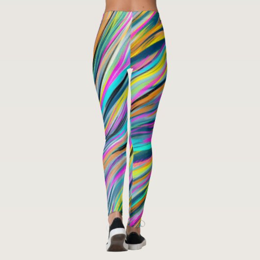 Trendy Multicolor Neon Psychedelic Abstract Design Leggings (Achterkant)