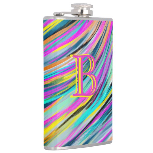 Trendy Multicolor Neon Psychedelic Monogram Heupfles (Rechts)