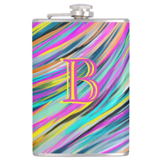 Trendy Multicolor Neon Psychedelic Monogram Heupfles (Voorkant)